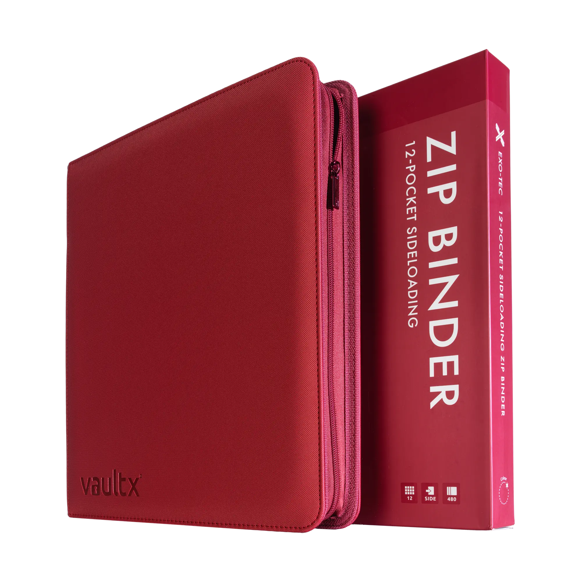 Vault X - 12-Pocket Exo-Tec® Zip Binder - Metallic Red