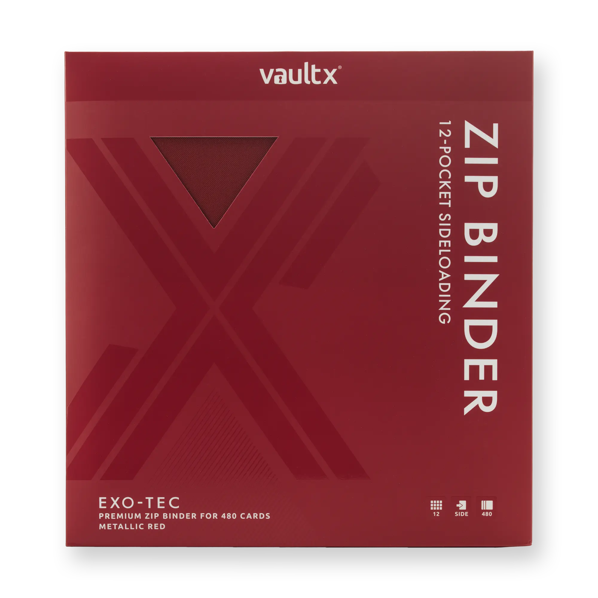 Vault X - 12-Pocket Exo-Tec® Zip Binder - Metallic Red