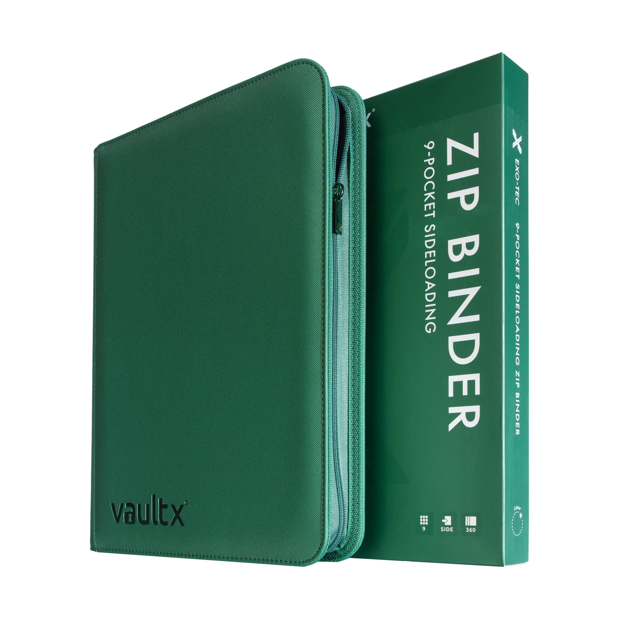 Vault X - 9-Pocket Exo-Tec® Zip Binder - Metallic Green