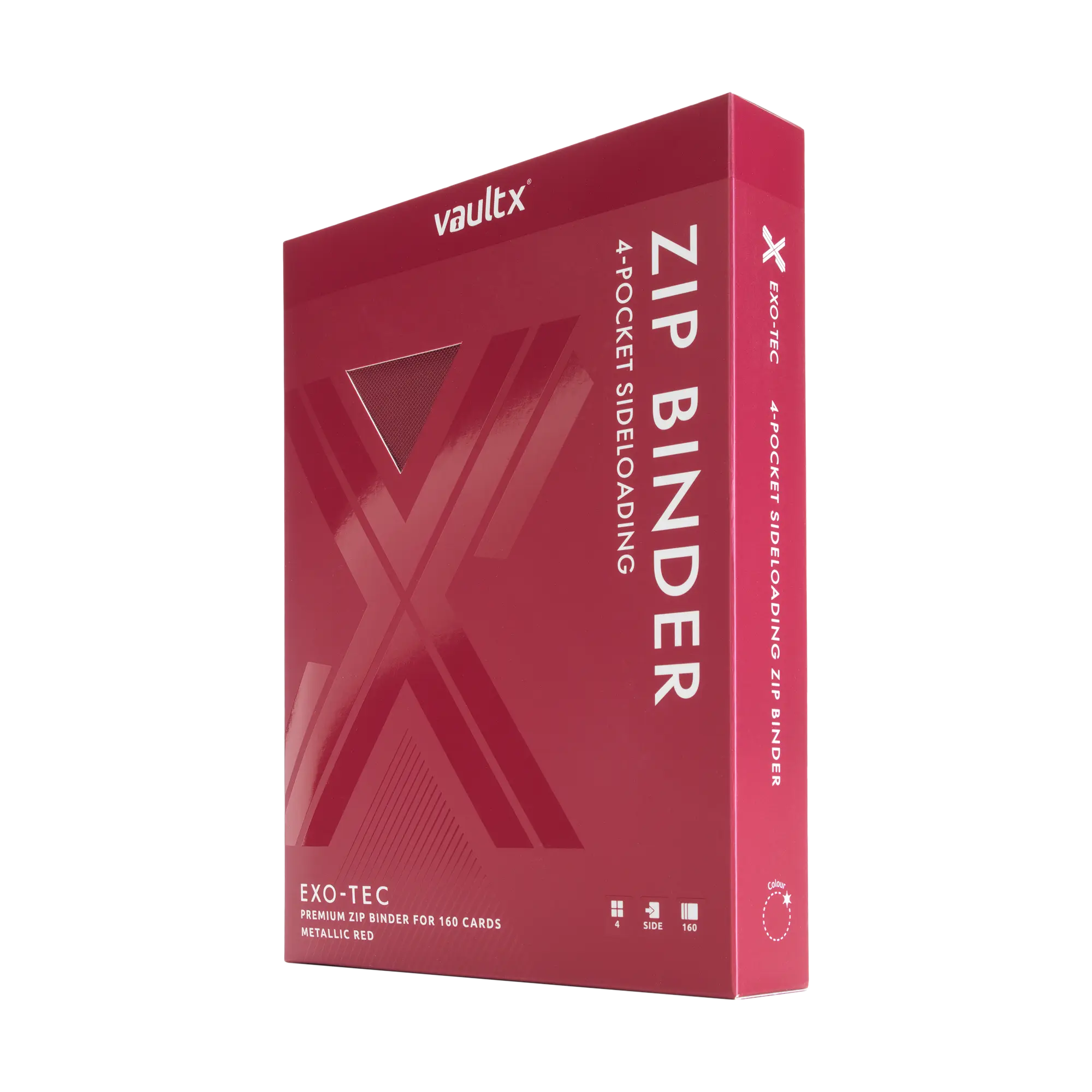 Vault X - 4-Pocket Exo-Tec® Zip Binder - Metallic Red