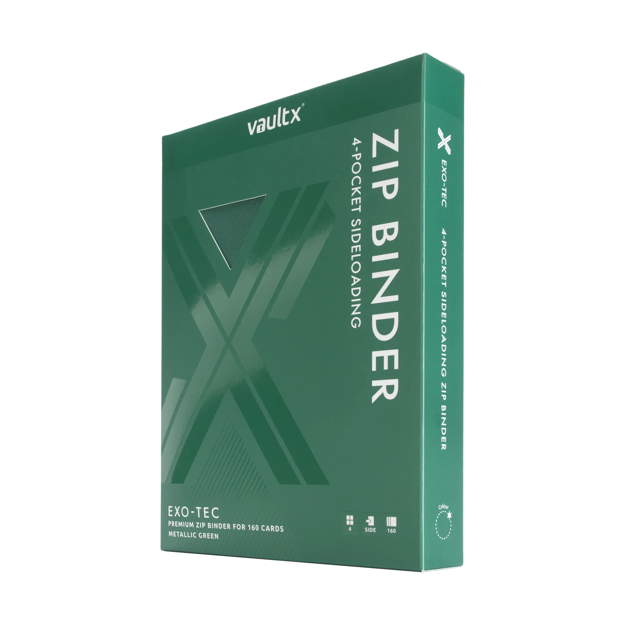 Vault X - 4-Pocket Exo-Tec® Zip Binder - Metallic Green