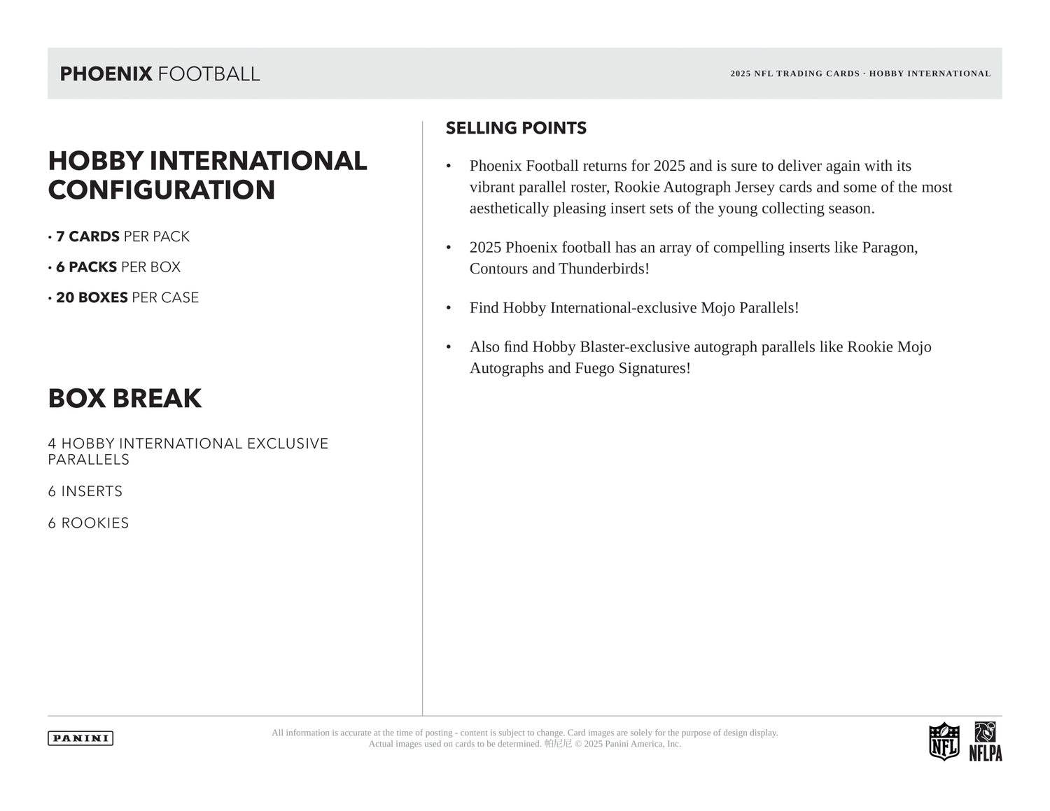 Panini - 2025 Phoenix American Football (NFL) - International Mega Box
