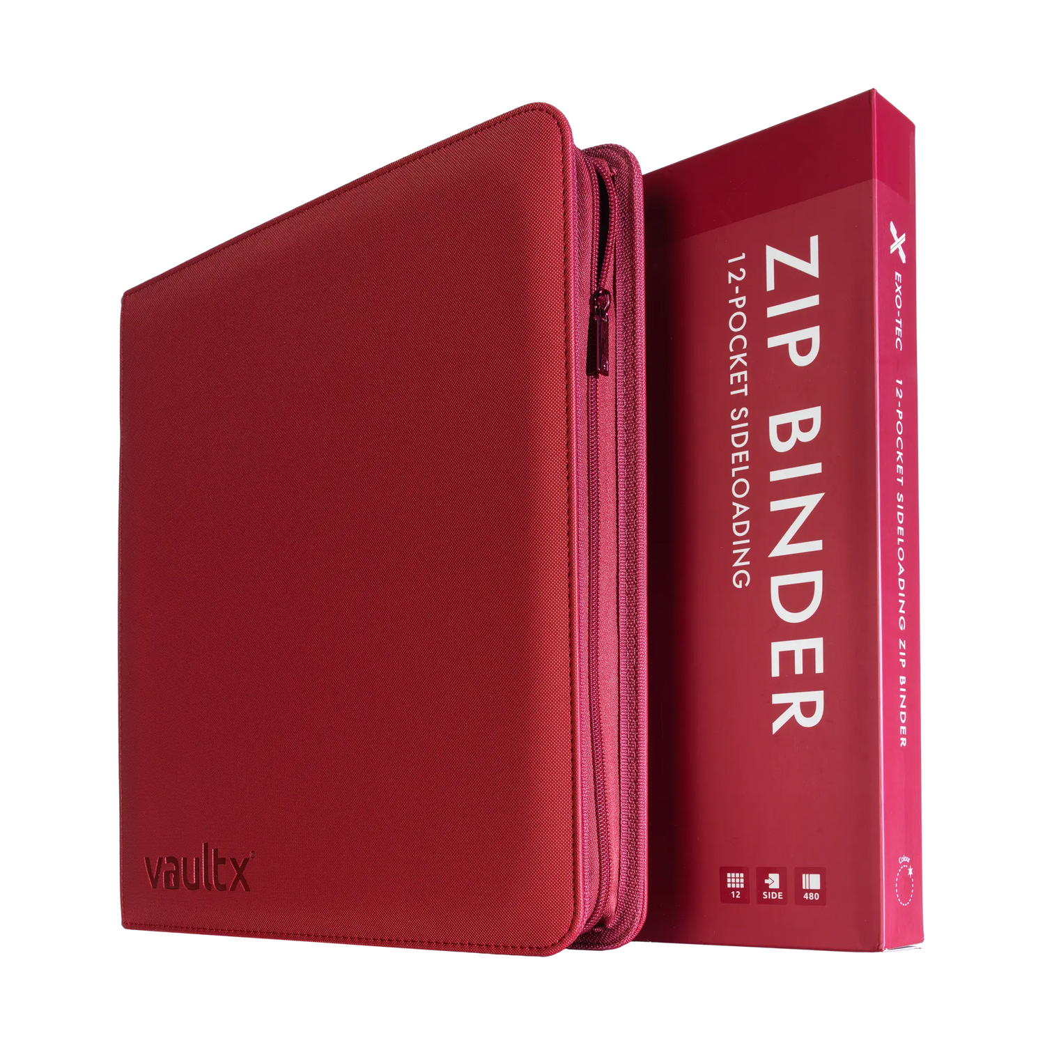Vault X - 12-Pocket Exo-Tec® Zip Binder - Metallic Red