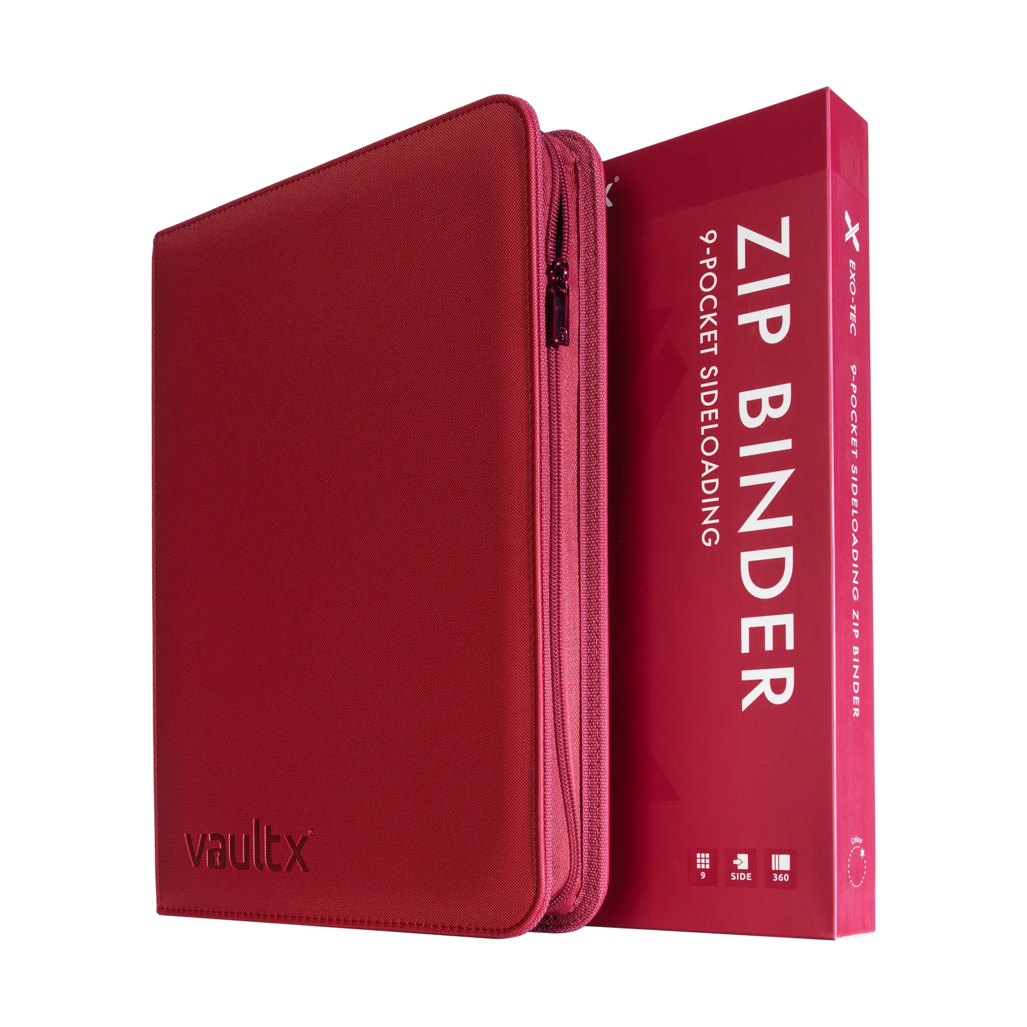 Vault X - 9-Pocket Exo-Tec® Zip Binder - Metallic Red