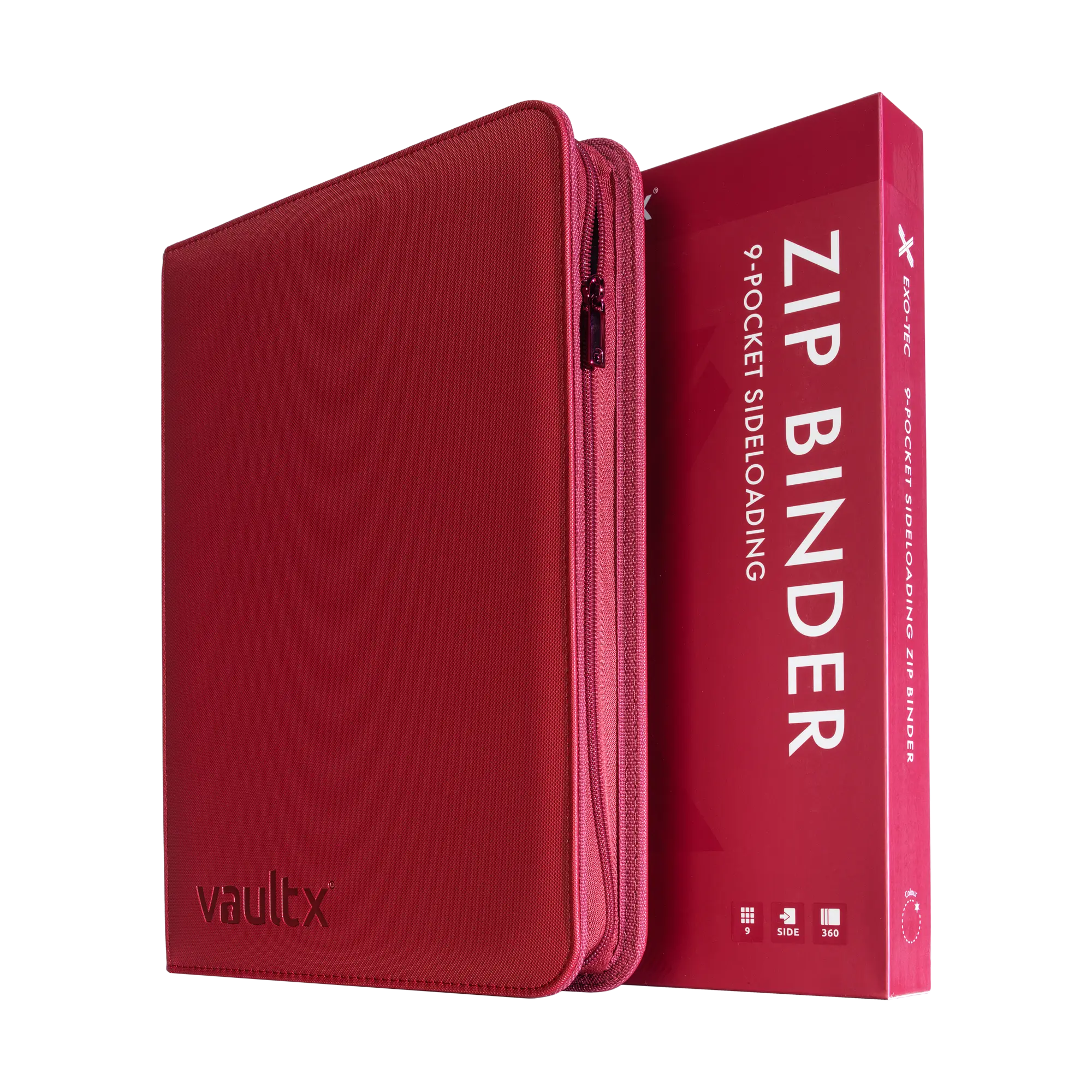 Vault X - 9-Pocket Exo-Tec® Zip Binder - Metallic Red