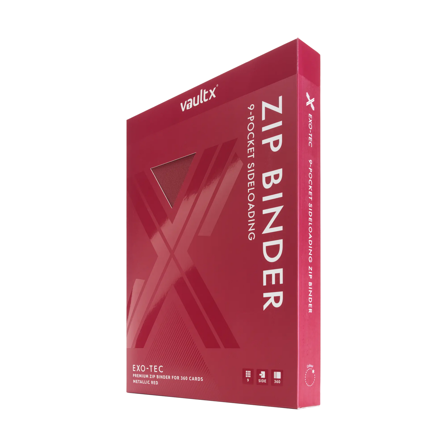 Vault X - 9-Pocket Exo-Tec® Zip Binder - Metallic Red