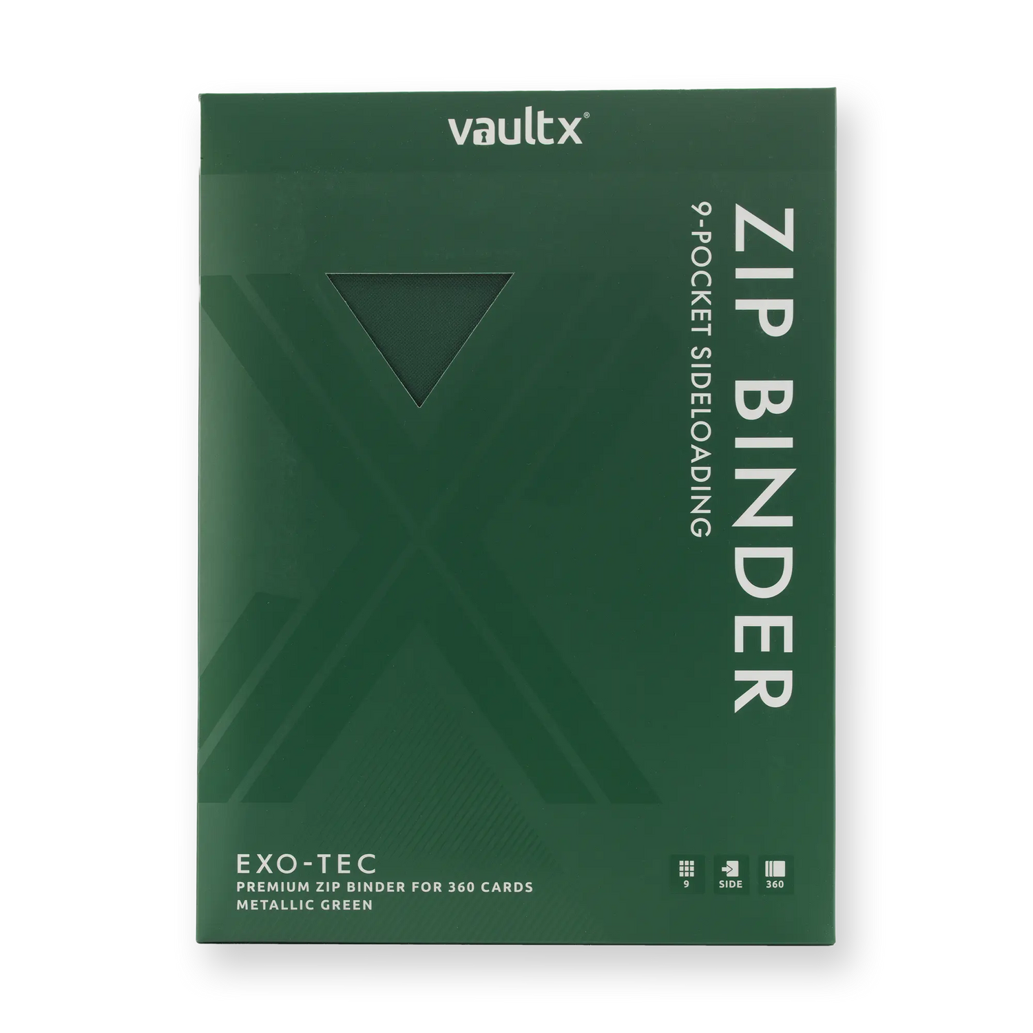 Vault X - 9-Pocket Exo-Tec® Zip Binder - Metallic Green