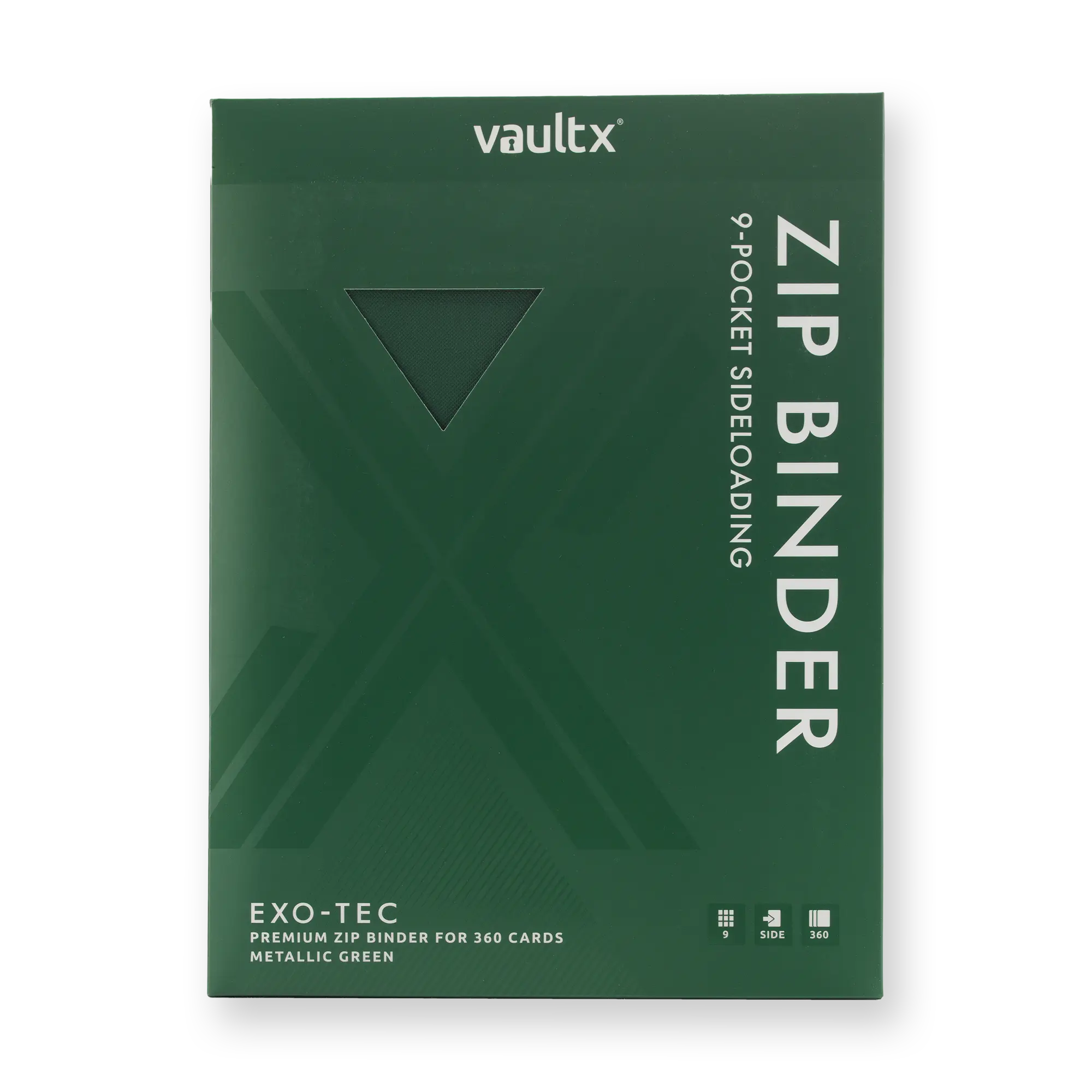 Vault X - 9-Pocket Exo-Tec® Zip Binder - Metallic Green