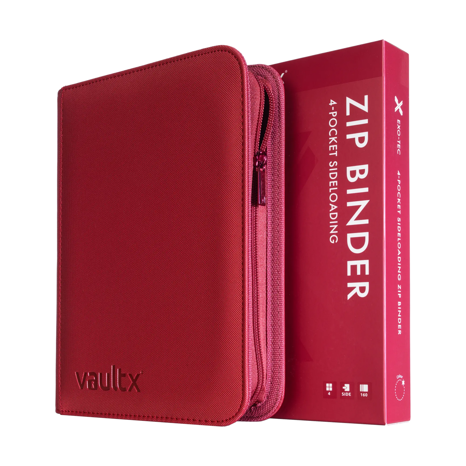 Vault X - 4-Pocket Exo-Tec® Zip Binder - Metallic Red