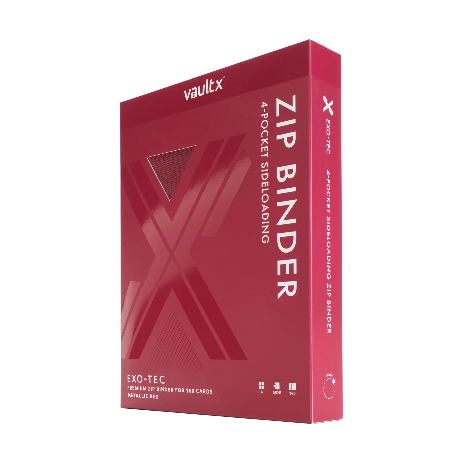 Vault X - 4-Pocket Exo-Tec® Zip Binder - Metallic Red