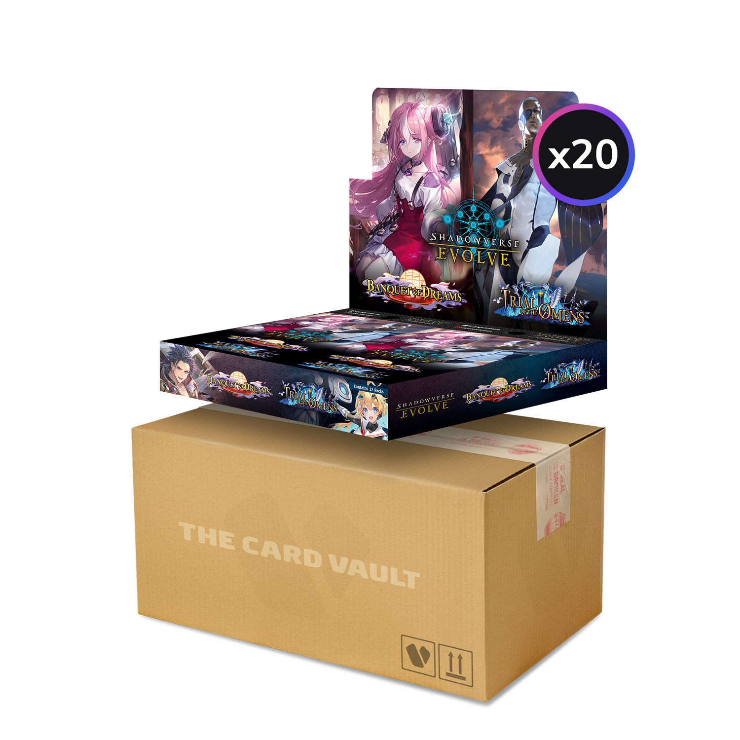 Shadowverse: Evolve - Combined Set 02 - Banquet of Dreams &amp; Trial of the Omens - Display Case (20x Booster Boxes)