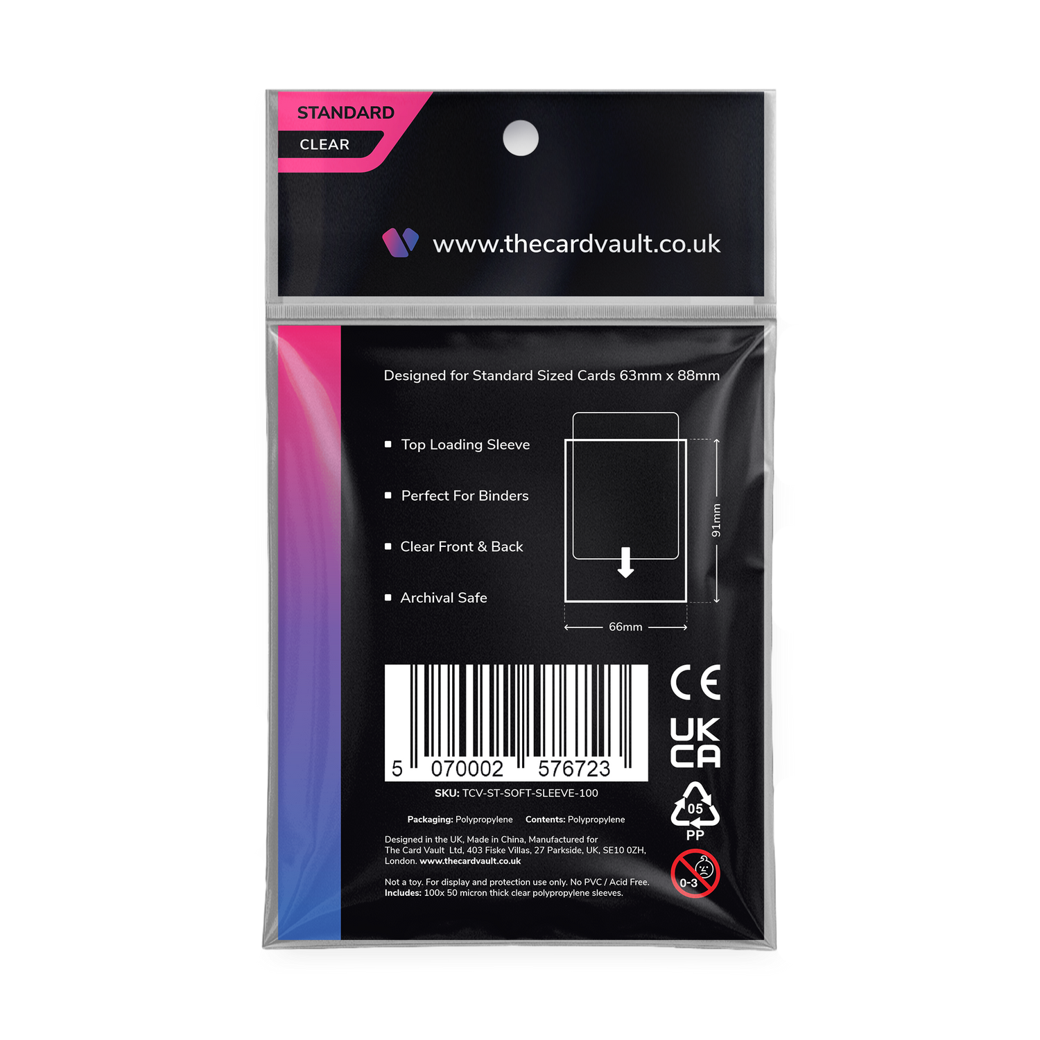 The Card Vault - Premium Trading Card Sleeves - Clear (100pk)