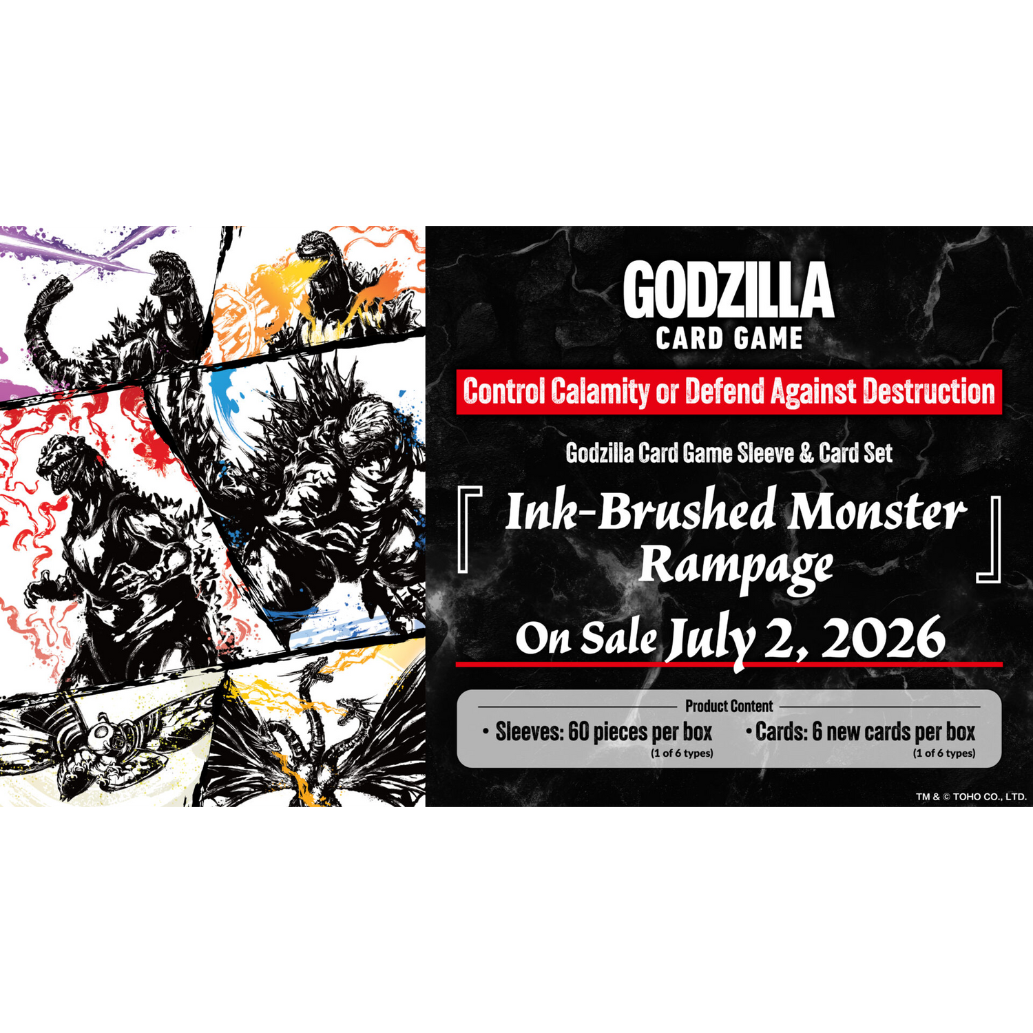 Godzilla Card Game - Sleeve &amp; Card Set - Ink Brushed Monster Rampage
